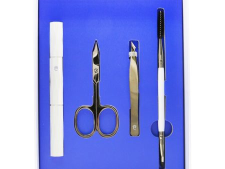 Brow Grooming Kit: Brow Brush & Spoolie + Scissors + Tweezers + Brow Razor + Pouch - 4pcs+1bag Online Hot Sale