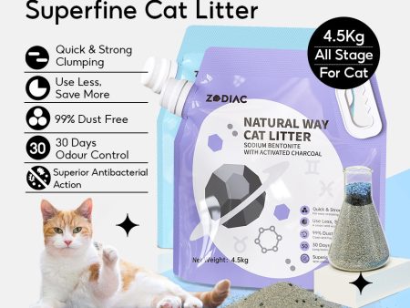 [Bundle of 1 2 4]Australia ZODIAC Natural Superfine Bentonite Cat Litter Quick Clumping Odour Control With Charcoal4.5Kg Discount