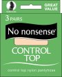 NO NONSENSE - Control Top Sheer Toe Pantyhose Size B Tan - 3 Pairs Cheap