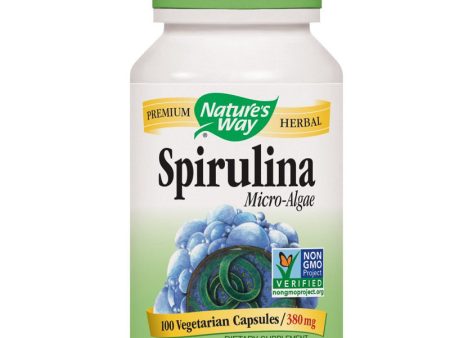 NATURES WAY - Spirulina Micro-Algae 380 mg - 100 Vegetarian Capsules For Discount