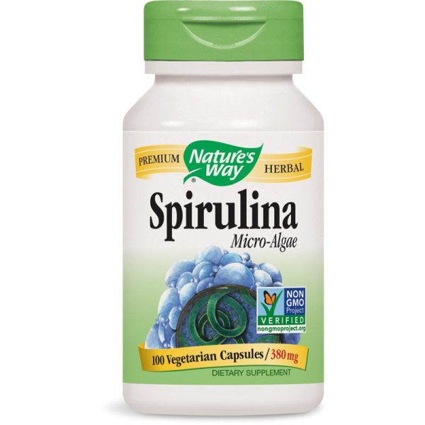 NATURES WAY - Spirulina Micro-Algae 380 mg - 100 Vegetarian Capsules For Discount