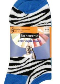 NO NONSENSE - Socks No Show Color Zebra  Neon Solid - 6 Pairs For Sale