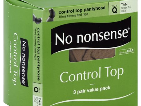 NO NONSENSE - Control Top Pantyhose Size Q Tan - 3 Pair Supply