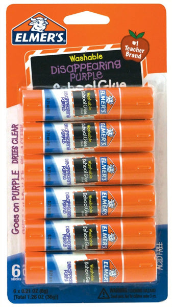 ELMER S - Disappearing Purple School Glue Sticks - 6 x 0.21 oz. Sticks For Cheap